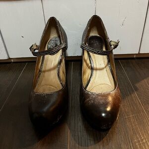 Frye Leather Brown Mary Jane Women's Shoes